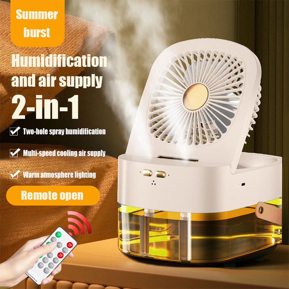 Humidifying Spray Fan Desktop Remote Control Timing Mini Air Cooler Bi